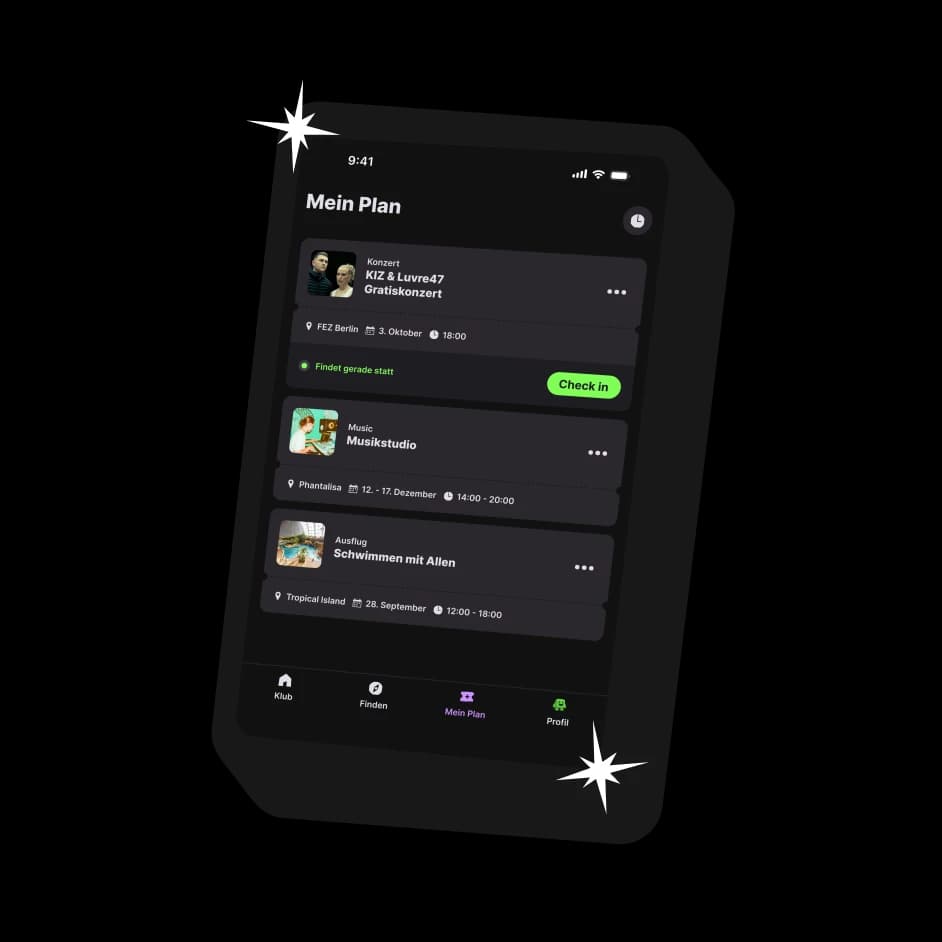 Klub-App Wochenplan-Ansicht
